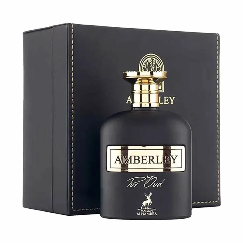 Frasco y caja de Maison Alhambra Amberley Pur Oud